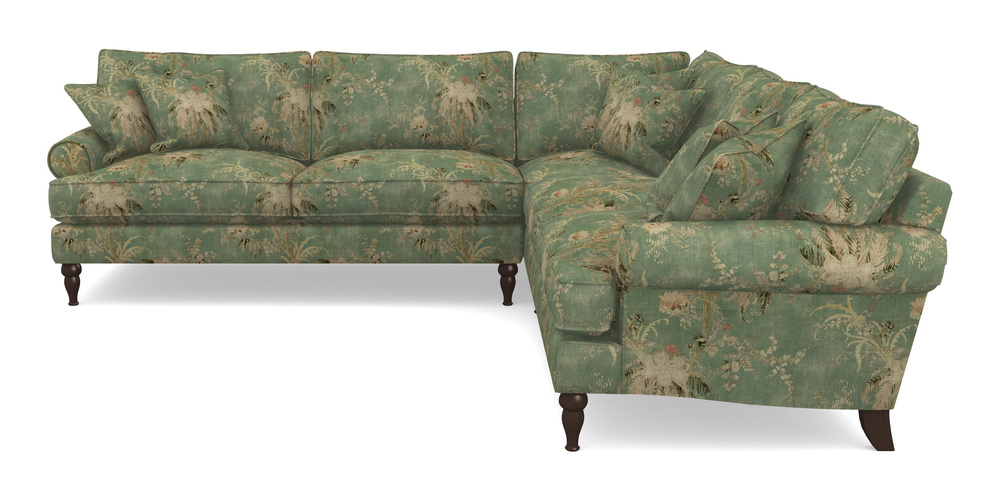 Product photograph of Cooksbridge Corner Sofa Lhf In Floral Linen - Zefferino Emerald from Sofas and Stuff Limited