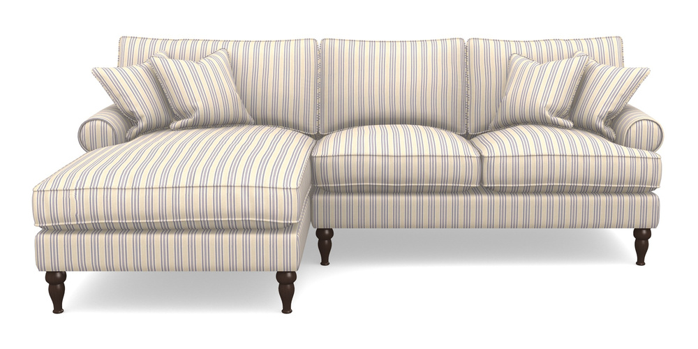 Product photograph of Cooksbridge Chaise Sofa Lhf In Cloth 22 - Racing Stripes Ayr - Blueberry from Sofas and Stuff Limited