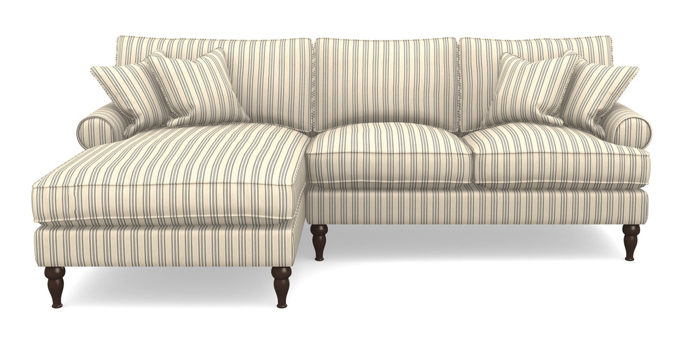 Product photograph of Cooksbridge Chaise Sofa Lhf In Cloth 22 - Racing Stripes Ayr - Charcoal from Sofas and Stuff Limited