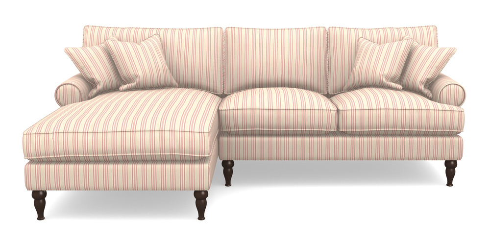 Product photograph of Cooksbridge Chaise Sofa Lhf In Cloth 22 - Racing Stripes Ayr - Cherry from Sofas and Stuff Limited