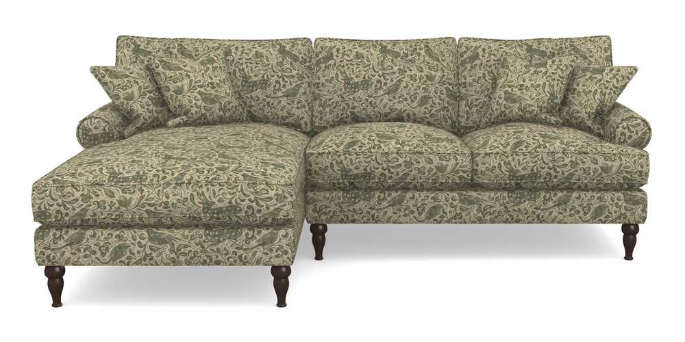 Product photograph of Cooksbridge Chaise Sofa Lhf In V A Drawn From Nature - Bird And Rabbit - Dark Green from Sofas and Stuff Limited