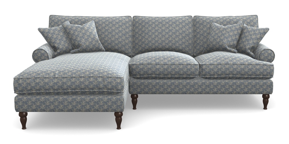 Product photograph of Cooksbridge Chaise Sofa Lhf In Cloth 21 - Decorative Leaf - Bilberry from Sofas and Stuff Limited