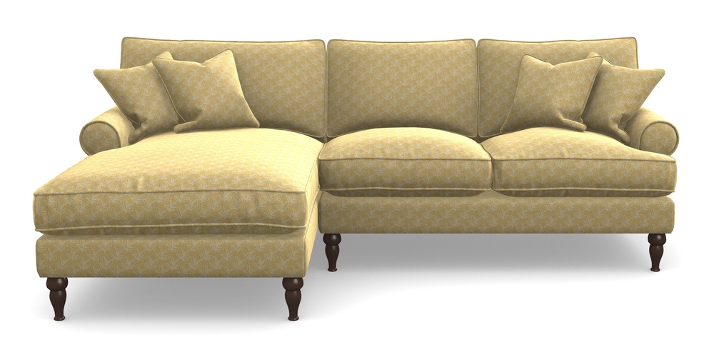 Product photograph of Cooksbridge Chaise Sofa Lhf In Cloth 21 - Decorative Leaf - Canary from Sofas and Stuff Limited