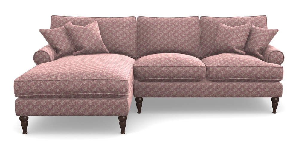 Product photograph of Cooksbridge Chaise Sofa Lhf In Cloth 21 - Decorative Leaf - Cassis from Sofas and Stuff Limited