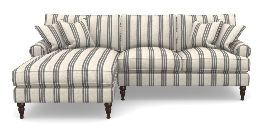 Product photograph of Cooksbridge Chaise Sofa Lhf In Cloth 18 Stripes - Bengal - Bible Black from Sofas and Stuff Limited