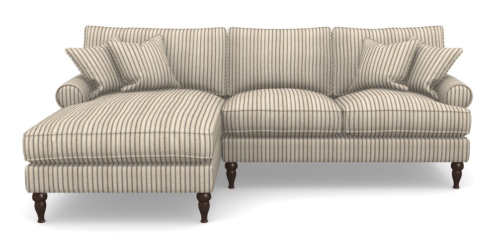 Product photograph of Cooksbridge Chaise Sofa Lhf In Cloth 18 Stripes - Ticking - Bible Black from Sofas and Stuff Limited