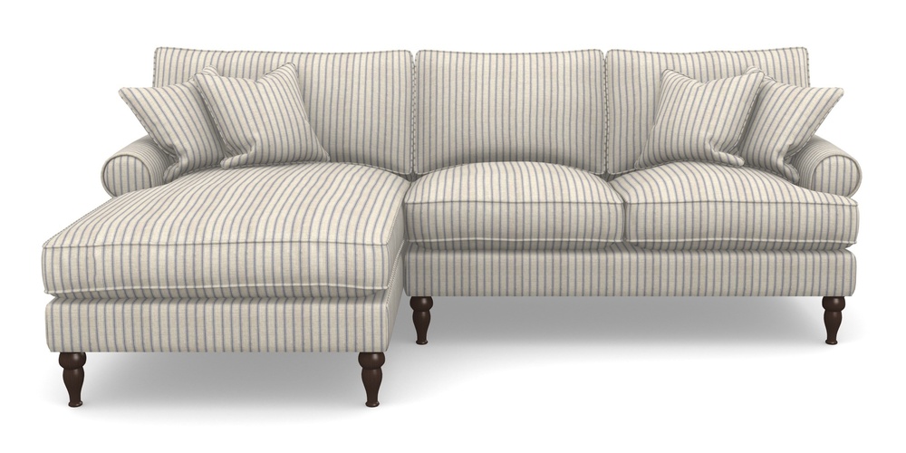 Product photograph of Cooksbridge Chaise Sofa Lhf In Cloth 18 Stripes - Ticking - Indigo from Sofas and Stuff Limited