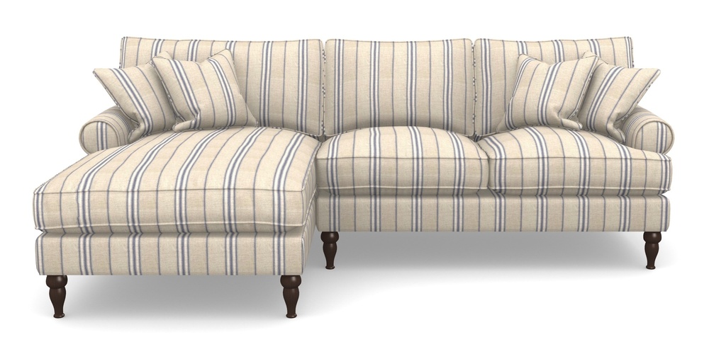 Product photograph of Cooksbridge Chaise Sofa Lhf In Cloth 18 Stripes - Regimental - Indigo from Sofas and Stuff Limited