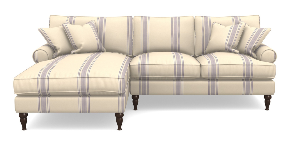 Product photograph of Cooksbridge Chaise Sofa Lhf In Cloth 22 - Racing Stripes Cheltenham - Blueberry from Sofas and Stuff Limited