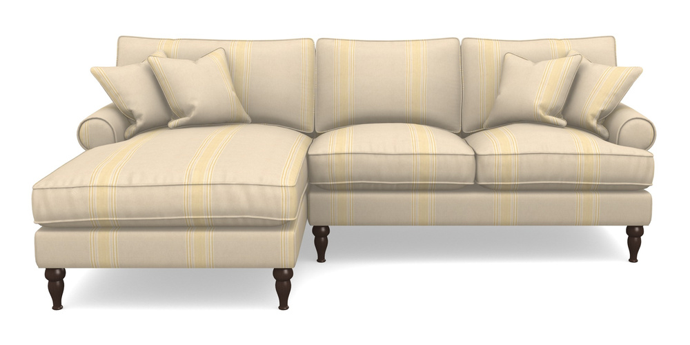 Product photograph of Cooksbridge Chaise Sofa Lhf In Cloth 22 - Racing Stripes Cheltenham - Lemon from Sofas and Stuff Limited