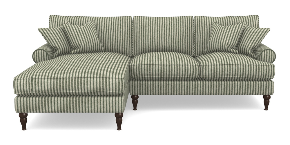 Product photograph of Cooksbridge Chaise Sofa Lhf In Cloth 22 - Pinstripe - Courgette from Sofas and Stuff Limited