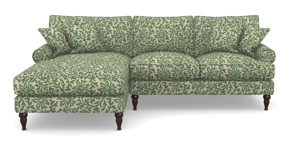 Product photograph of Cooksbridge Chaise Sofa Lhf In V A Brompton Collection - Floral Scroll - Basil from Sofas and Stuff Limited