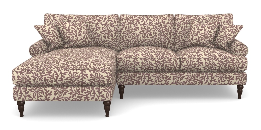 Product photograph of Cooksbridge Chaise Sofa Lhf In V A Brompton Collection - Floral Scroll - Cacao from Sofas and Stuff Limited