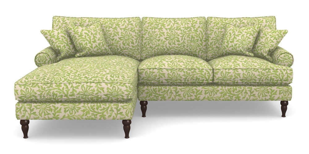 Product photograph of Cooksbridge Chaise Sofa Lhf In V A Brompton Collection - Floral Scroll - Lime from Sofas and Stuff Limited