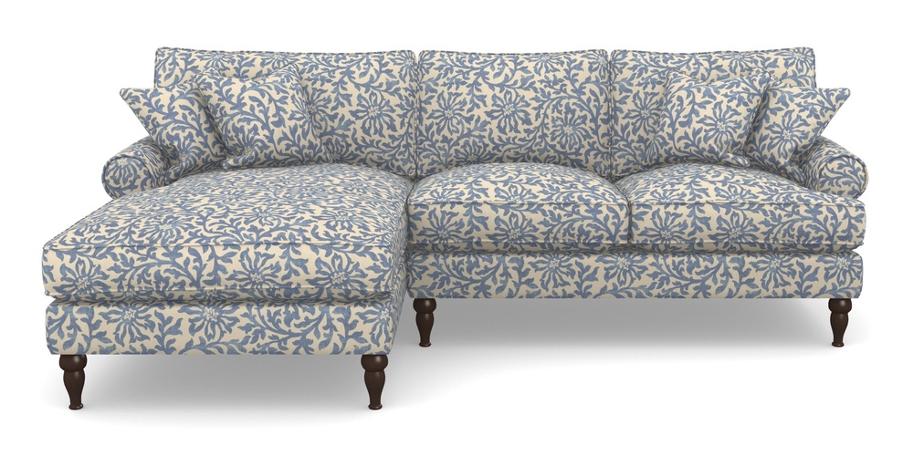 Product photograph of Cooksbridge Chaise Sofa Lhf In V A Brompton Collection - Floral Scroll - Morning Blue from Sofas and Stuff Limited