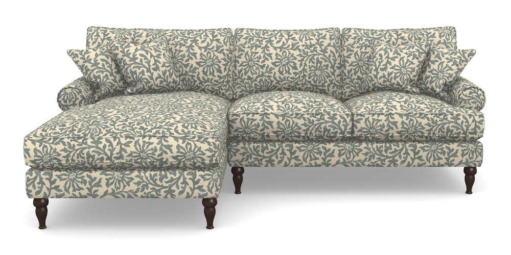 Product photograph of Cooksbridge Chaise Sofa Lhf In V A Brompton Collection - Floral Scroll - Pebble from Sofas and Stuff Limited