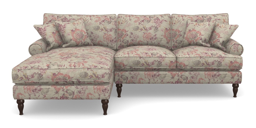 Product photograph of Cooksbridge Chaise Sofa Lhf In Floral Linen - Faith Antique Sangria from Sofas and Stuff Limited