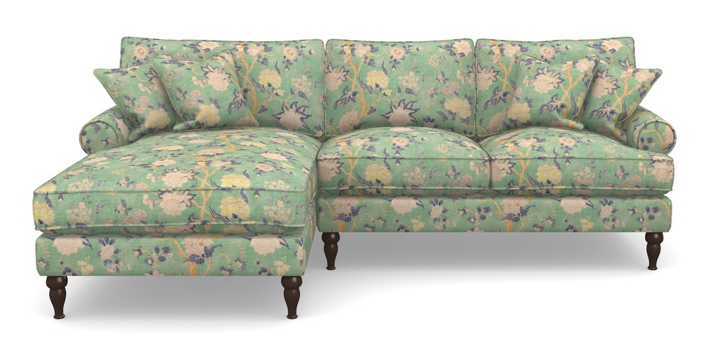 Product photograph of Cooksbridge Chaise Sofa Lhf In Floral Linen - Even So Verde from Sofas and Stuff Limited