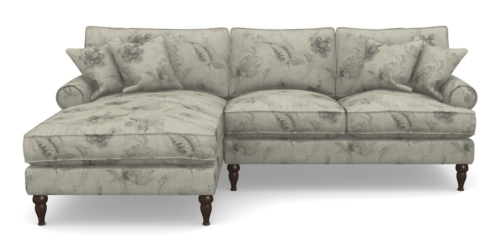 Product photograph of Cooksbridge Chaise Sofa Lhf In Floral Linen - Lela Mystery Oat Sepia from Sofas and Stuff Limited