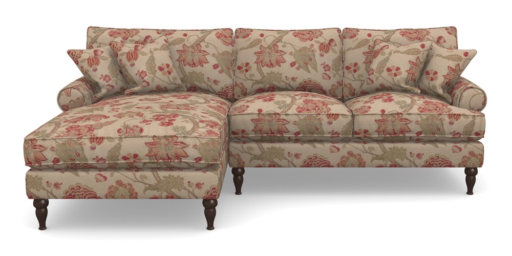 Product photograph of Cooksbridge Chaise Sofa Lhf In Floral Linen - Indienne T Rosso from Sofas and Stuff Limited