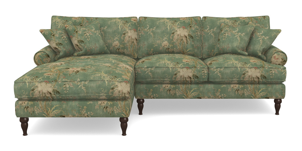 Product photograph of Cooksbridge Chaise Sofa Lhf In Floral Linen - Zefferino Emerald from Sofas and Stuff Limited