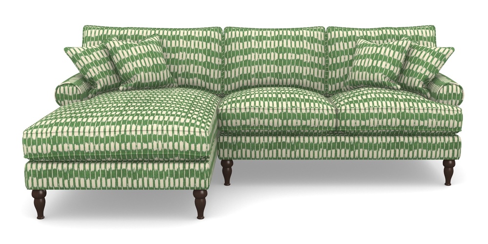 Product photograph of Cooksbridge Chaise Sofa Lhf In V A Brompton Collection - Ikat - Basil from Sofas and Stuff Limited