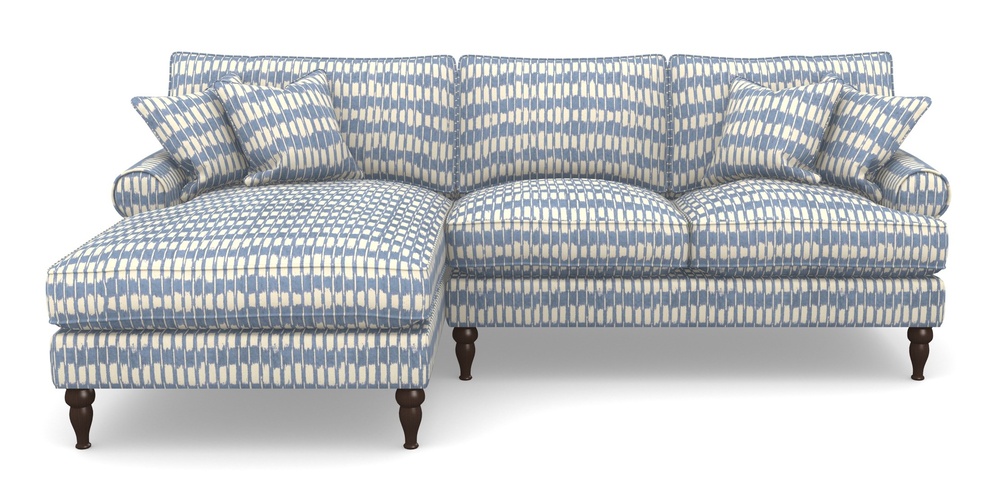 Product photograph of Cooksbridge Chaise Sofa Lhf In V A Brompton Collection - Ikat - Morning Blue from Sofas and Stuff Limited