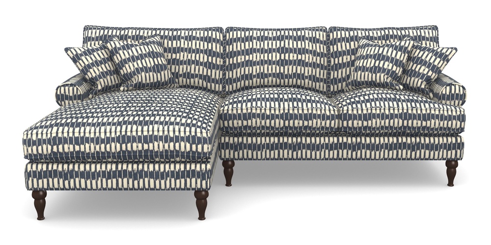 Product photograph of Cooksbridge Chaise Sofa Lhf In V A Brompton Collection - Ikat - Midnight Blue from Sofas and Stuff Limited