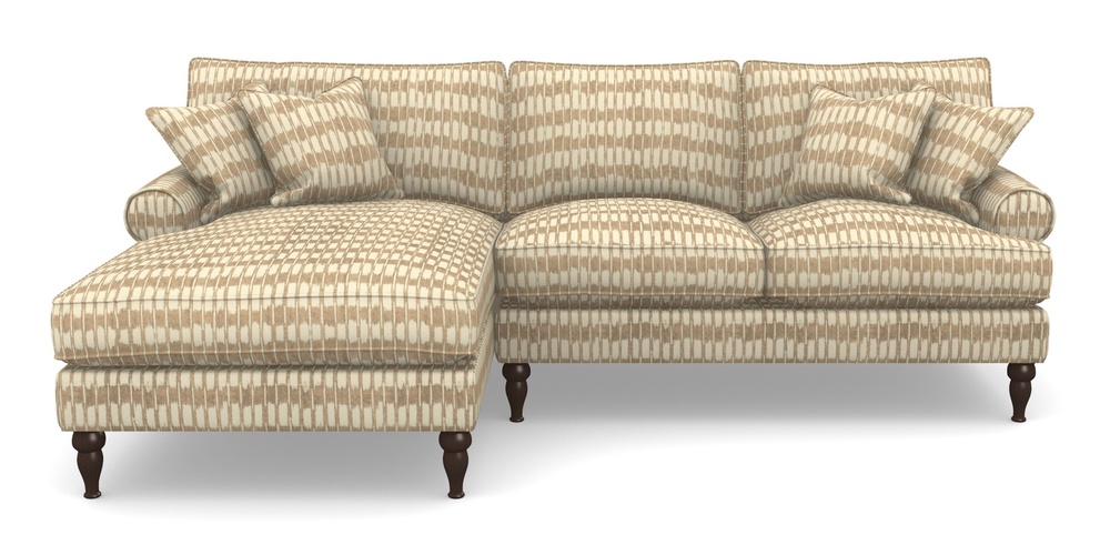 Product photograph of Cooksbridge Chaise Sofa Lhf In V A Brompton Collection - Ikat - Assam Tea from Sofas and Stuff Limited