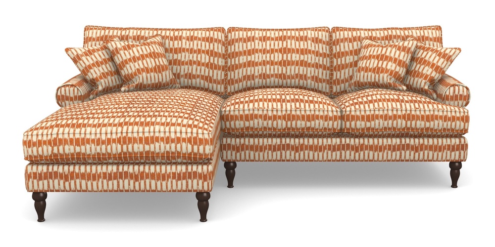 Product photograph of Cooksbridge Chaise Sofa Lhf In V A Brompton Collection - Ikat - Terracotta from Sofas and Stuff Limited