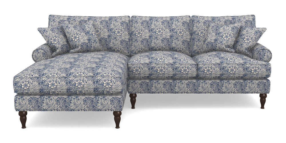 Product photograph of Cooksbridge Chaise Sofa Lhf In William Morris Collection - Marigold - Indigo Linen from Sofas and Stuff Limited