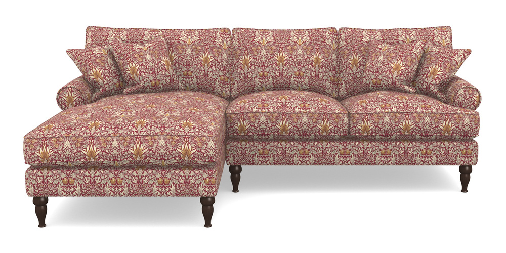 Product photograph of Cooksbridge Chaise Sofa Lhf In William Morris Collection - Snakeshead - Claret Gold from Sofas and Stuff Limited