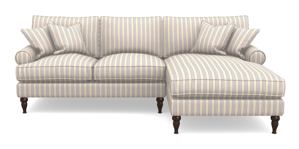 Product photograph of Cooksbridge Chaise Sofa Rhf In Cloth 22 - Racing Stripes Ayr - Blueberry from Sofas and Stuff Limited