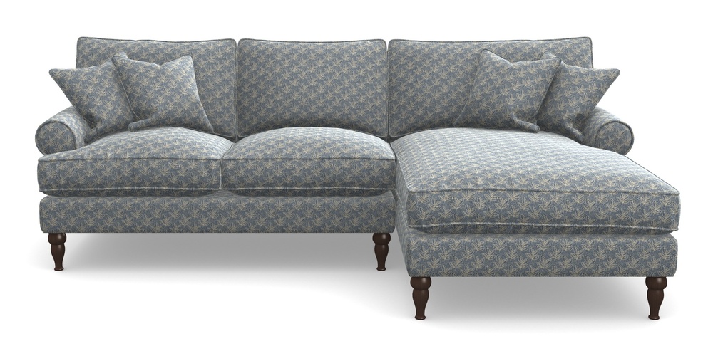 Product photograph of Cooksbridge Chaise Sofa Rhf In Cloth 21 - Decorative Leaf - Bilberry from Sofas and Stuff Limited