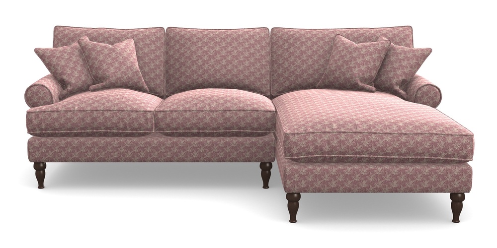 Product photograph of Cooksbridge Chaise Sofa Rhf In Cloth 21 - Decorative Leaf - Cassis from Sofas and Stuff Limited