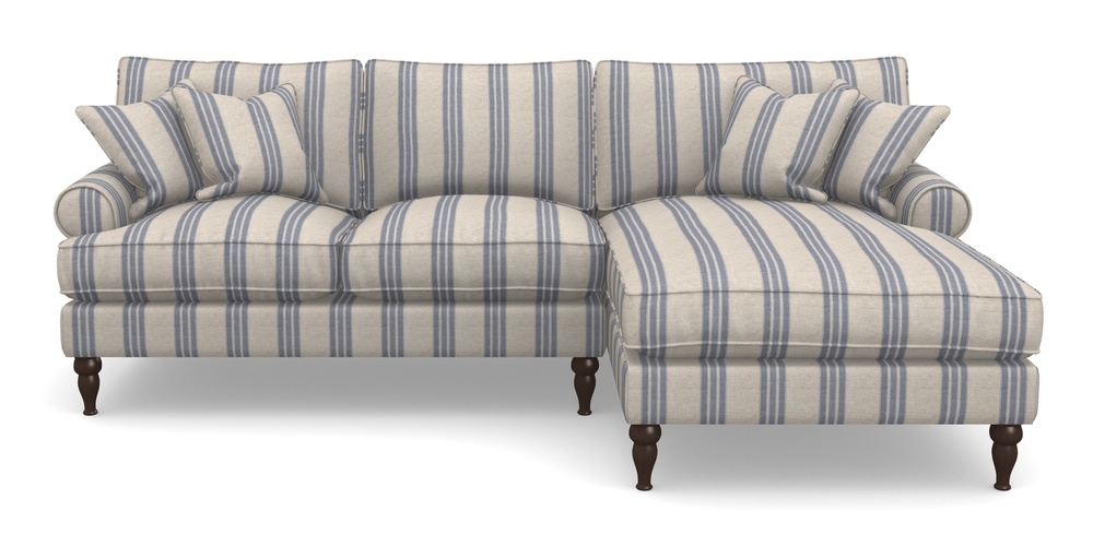 Product photograph of Cooksbridge Chaise Sofa Rhf In Cloth 18 Stripes - Bengal - Indigo from Sofas and Stuff Limited