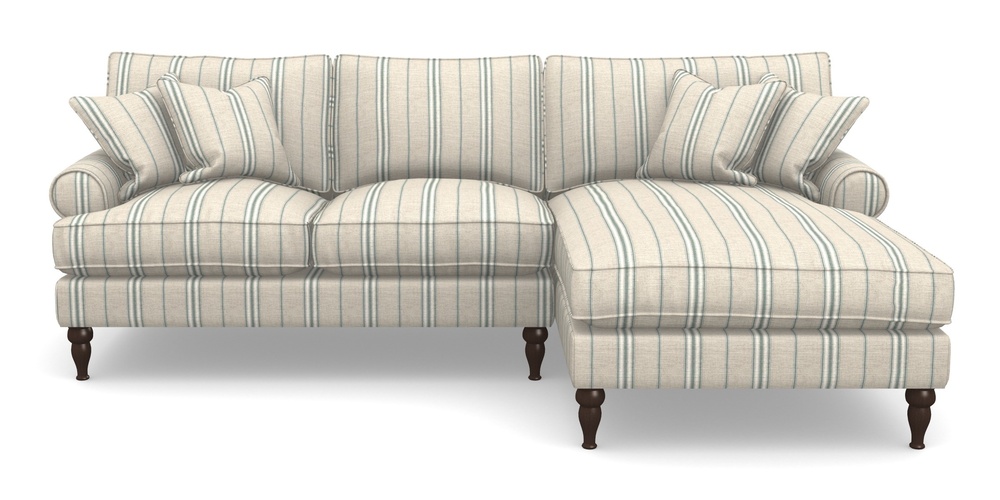 Product photograph of Cooksbridge Chaise Sofa Rhf In Cloth 18 Stripes - Regimental - Basil from Sofas and Stuff Limited