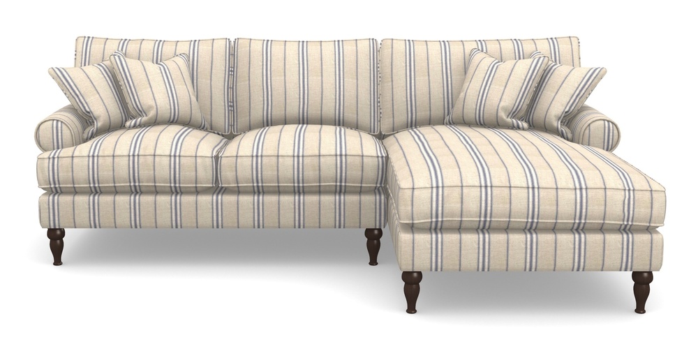 Product photograph of Cooksbridge Chaise Sofa Rhf In Cloth 18 Stripes - Regimental - Indigo from Sofas and Stuff Limited