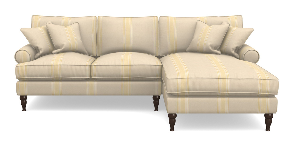 Product photograph of Cooksbridge Chaise Sofa Rhf In Cloth 22 - Racing Stripes Cheltenham - Lemon from Sofas and Stuff Limited