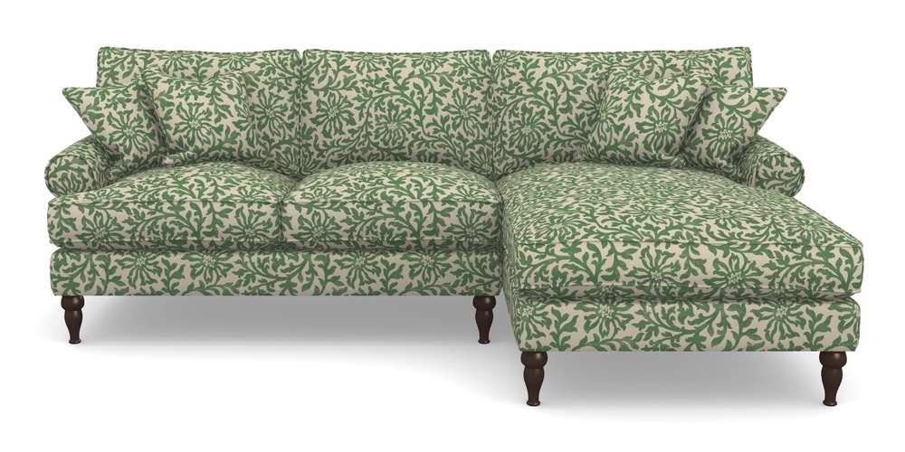 Product photograph of Cooksbridge Chaise Sofa Rhf In V A Brompton Collection - Floral Scroll - Basil from Sofas and Stuff Limited