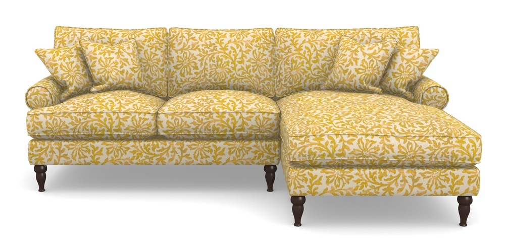 Product photograph of Cooksbridge Chaise Sofa Rhf In V A Brompton Collection - Floral Scroll - Corn from Sofas and Stuff Limited