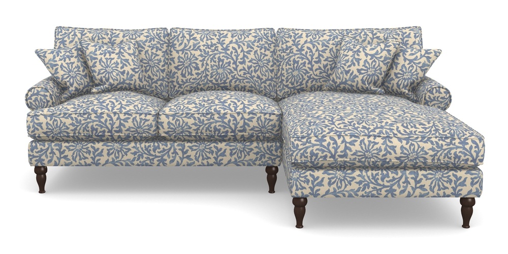 Product photograph of Cooksbridge Chaise Sofa Rhf In V A Brompton Collection - Floral Scroll - Morning Blue from Sofas and Stuff Limited