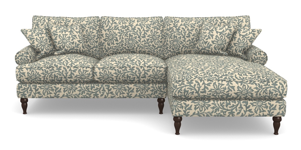 Product photograph of Cooksbridge Chaise Sofa Rhf In V A Brompton Collection - Floral Scroll - Pebble from Sofas and Stuff Limited