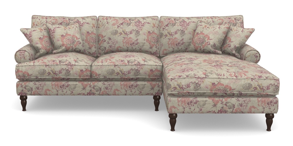 Product photograph of Cooksbridge Chaise Sofa Rhf In Floral Linen - Faith Antique Sangria from Sofas and Stuff Limited