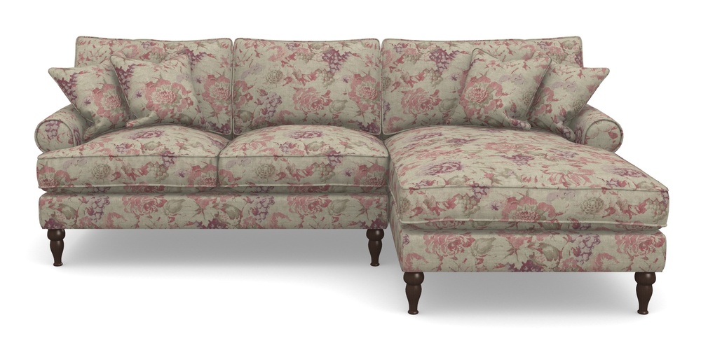 Product photograph of Cooksbridge Chaise Sofa Rhf In Floral Linen - Faith Rose Quartz from Sofas and Stuff Limited