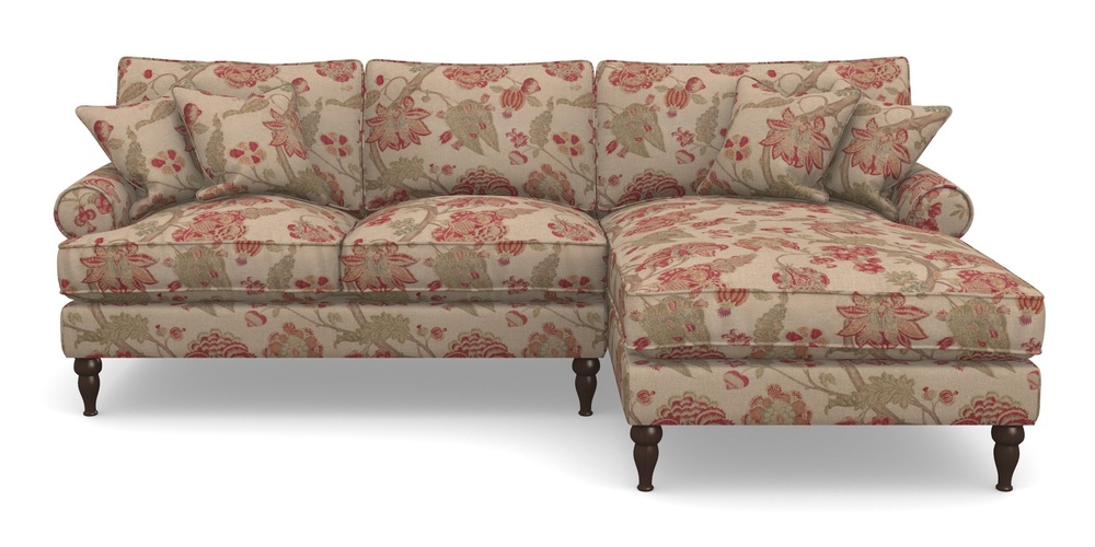 Product photograph of Cooksbridge Chaise Sofa Rhf In Floral Linen - Indienne T Rosso from Sofas and Stuff Limited