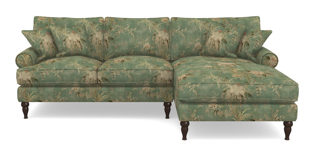 Product photograph of Cooksbridge Chaise Sofa Rhf In Floral Linen - Zefferino Emerald from Sofas and Stuff Limited