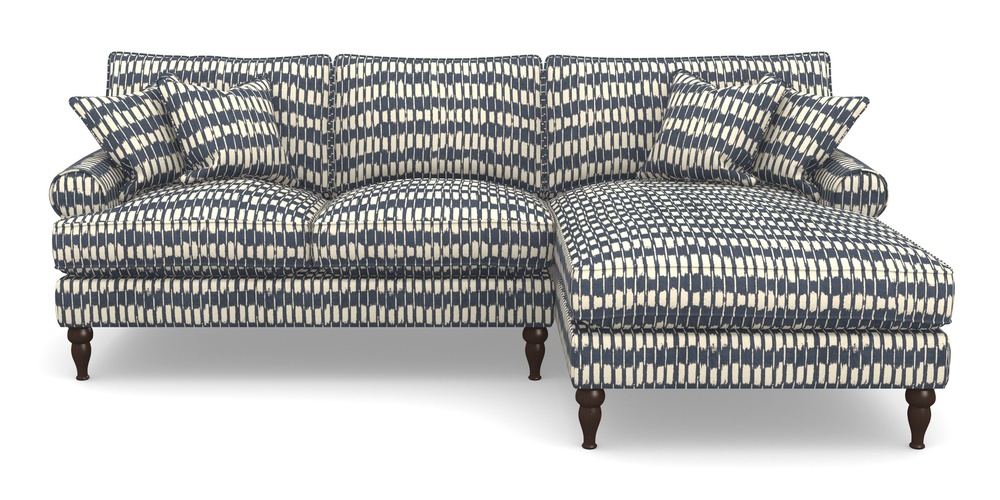 Product photograph of Cooksbridge Chaise Sofa Rhf In V A Brompton Collection - Ikat - Midnight Blue from Sofas and Stuff Limited