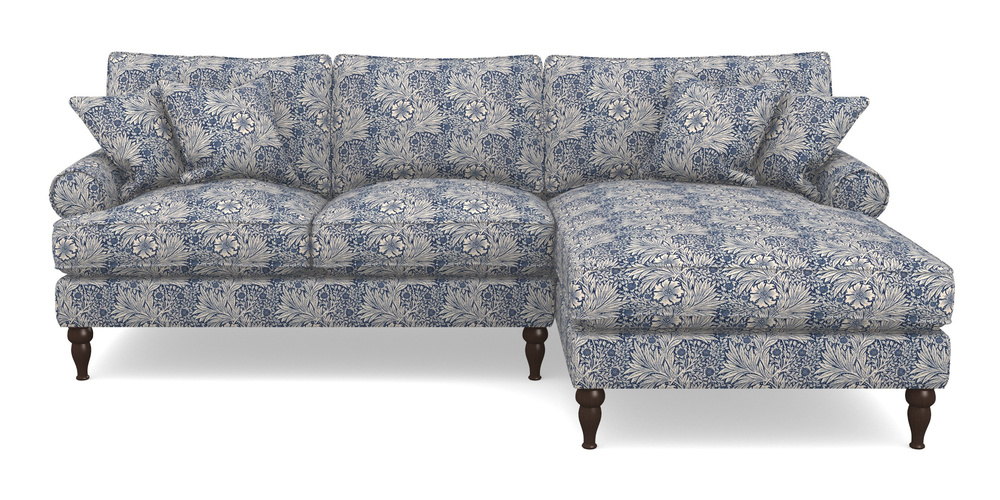 Product photograph of Cooksbridge Chaise Sofa Rhf In William Morris Collection - Marigold - Indigo Linen from Sofas and Stuff Limited