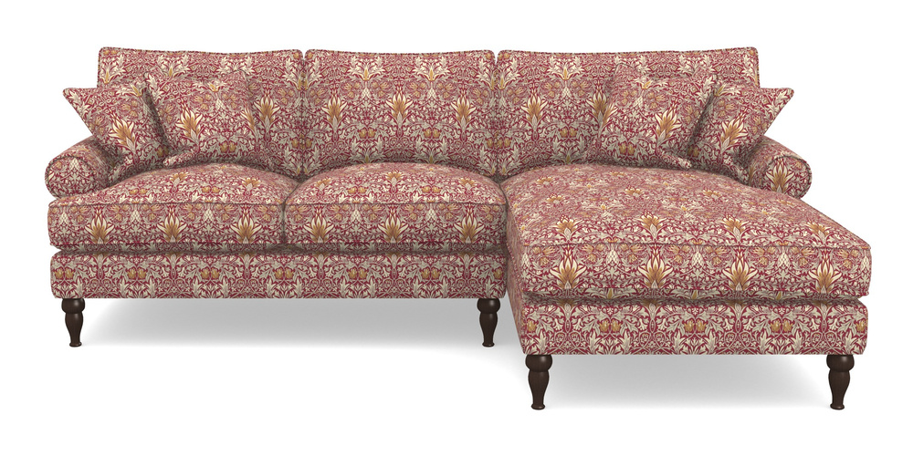 Product photograph of Cooksbridge Chaise Sofa Rhf In William Morris Collection - Snakeshead - Claret Gold from Sofas and Stuff Limited